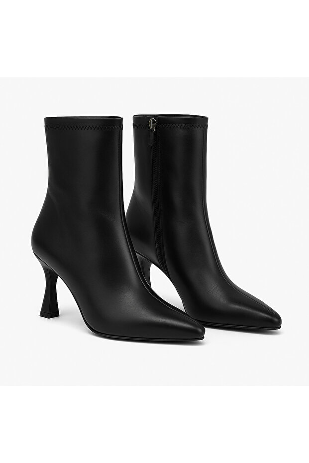 Siyah Kadın Streç İnce Topuklu Bot&Bootie 7CM BYNDSİT01 - 5