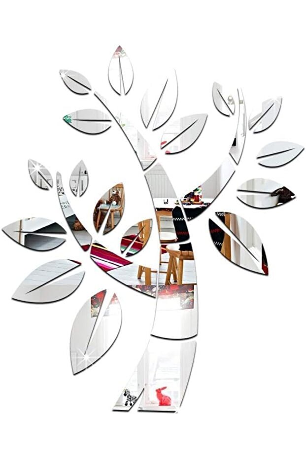 ملصقات حائط عاكسة من تصميم - Elegant Silver Tree Design (40 × 48 سم)