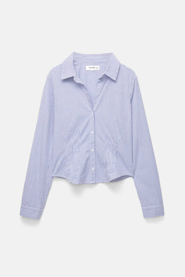 Fitted poplin shirt with pleats - 5