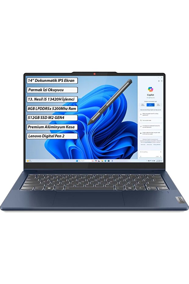 IdeaPad 5 2-in-1 i5 13420H 8GB 512GB SSD W11 Home 14" WUXGA Dokunmatik 83KX005CTR + Kalem - 1