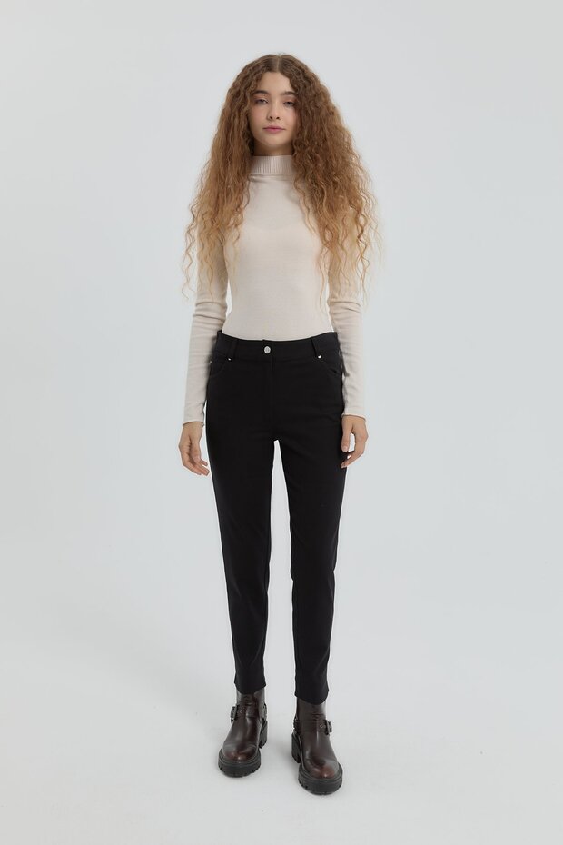 Gabardine Skinny Leg Trousers Black