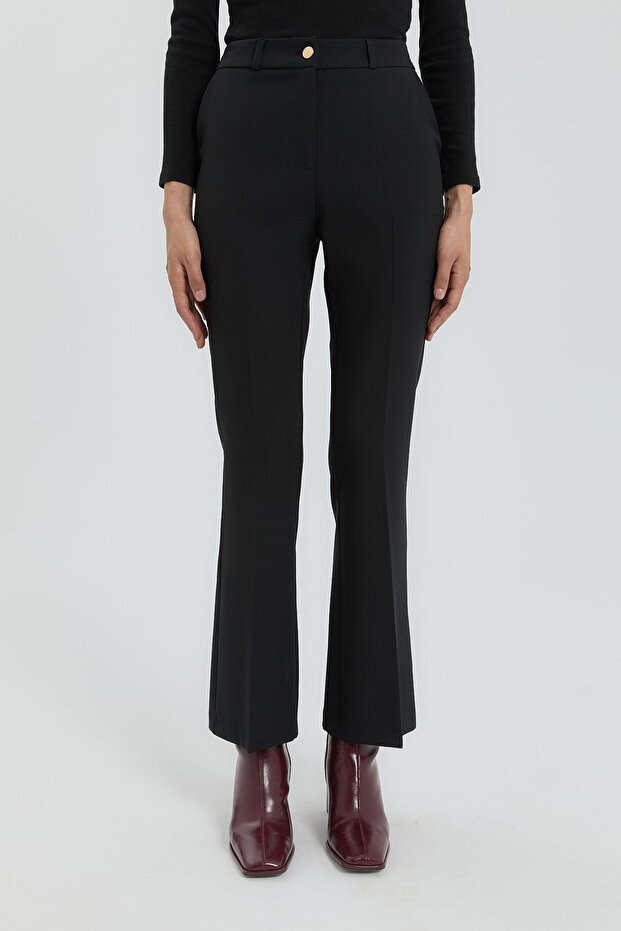 İspanyol Paça Pantolon Siyah - 2