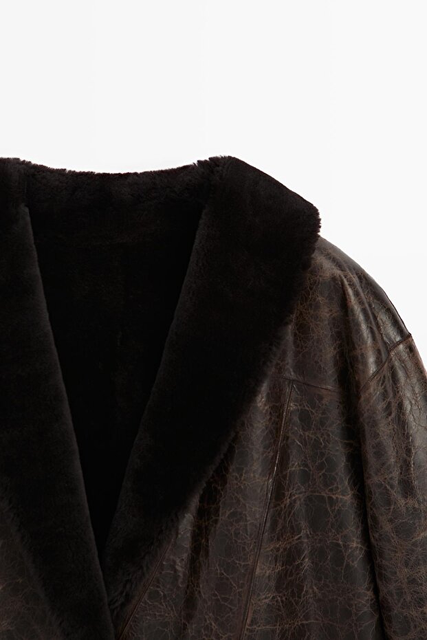 Crackled finish mouton coat - 6