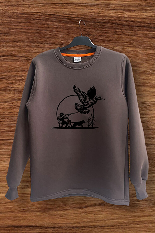 Hunting Duck Hunting and Hunting Dog Rifle Printed Regular Fit 100% Cotton Sweatshirt