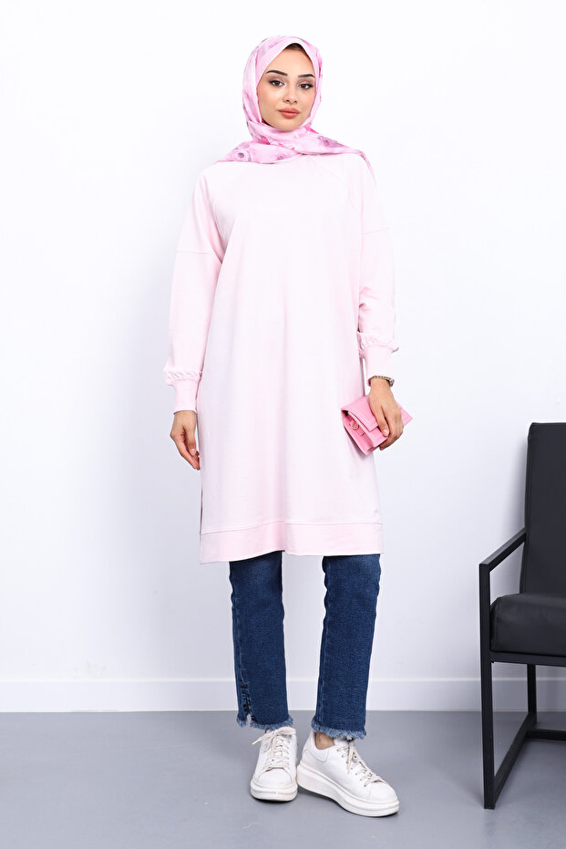 Pink Modal Tunic with Slits on the Sides