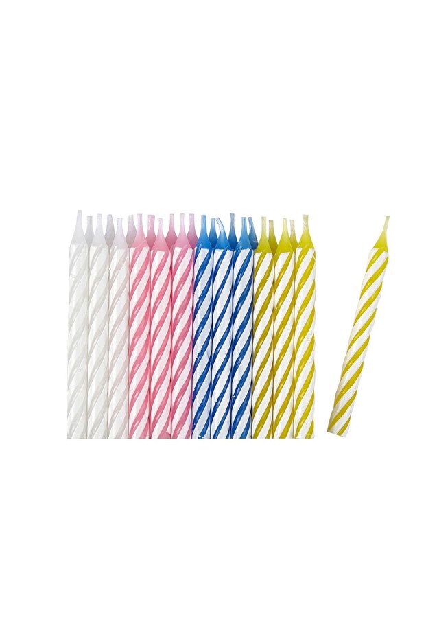 Set of 24 Cake Candles, Flippy, Spiral Pattern, Party, 6.5 cm, Paraffin, Multicolor - 1