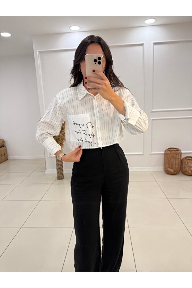 Vatkalı Crop Gömlek - 1