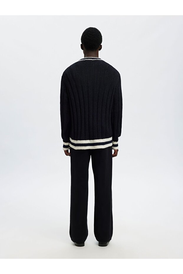 Pullover mit V-Ausschnitt Wollmix - 3