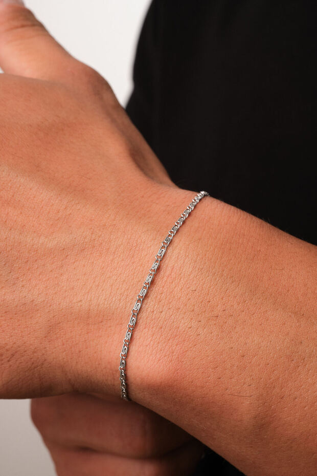Steel Paperclip Snail Men's Chain Bracelet 2mm Non-Tarnish 20cm