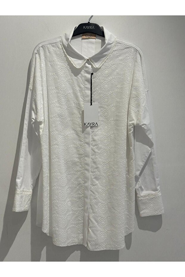 تونيك أبيض بأزرار مخفية - 1