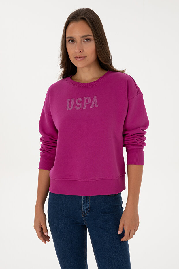 Women's Fuchsia Crew Neck Basic Sweatshirt 50307752-Vr023