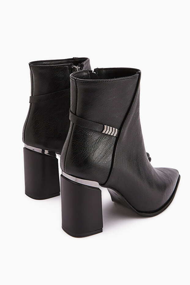 Lamia Women's Heeled Ankle Boot with Black Buckle Detail