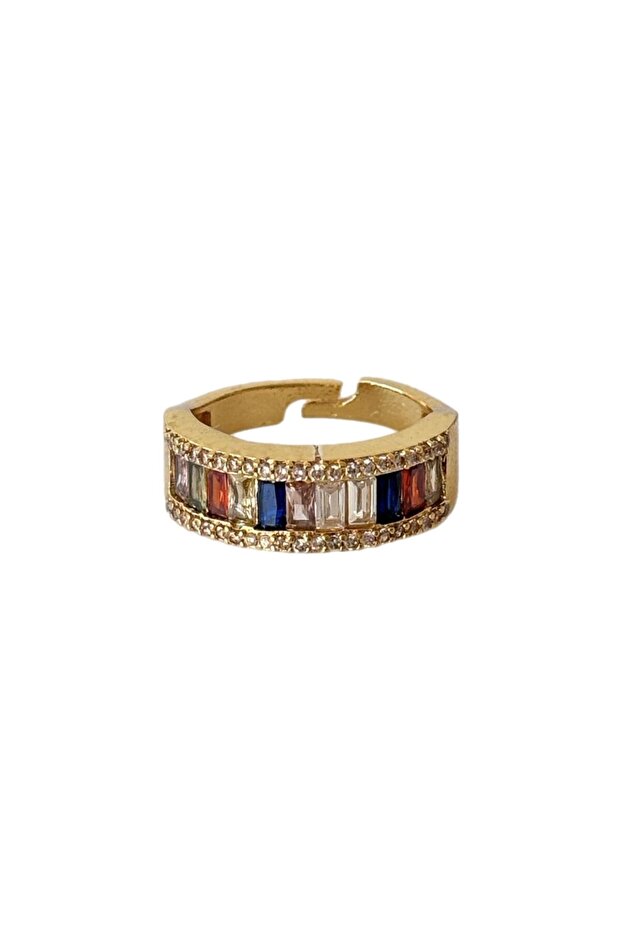 Colorful Baguette Row Stone Ring