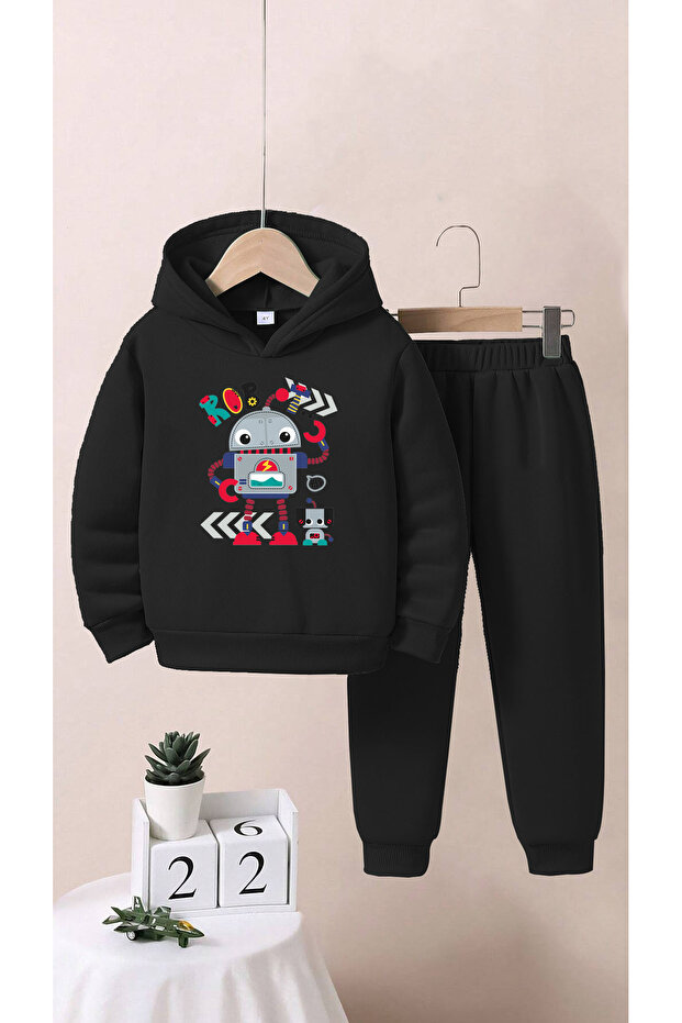Children's Boys/Girls Robot Printed Top and Bottom Tracksuit Set