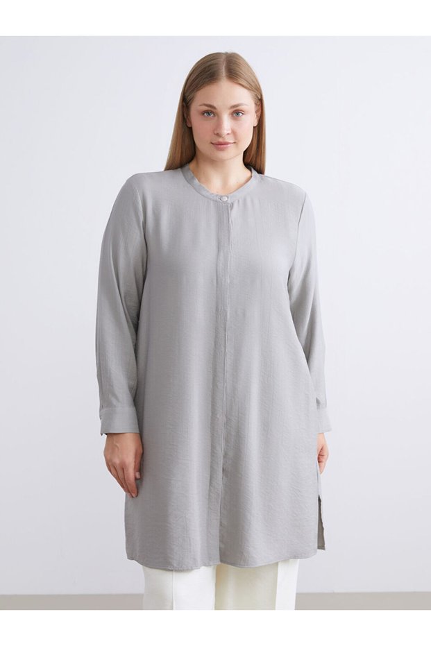 Rmz Clothing Season Deals Gray Judge Collar Women's Shirt Tunic