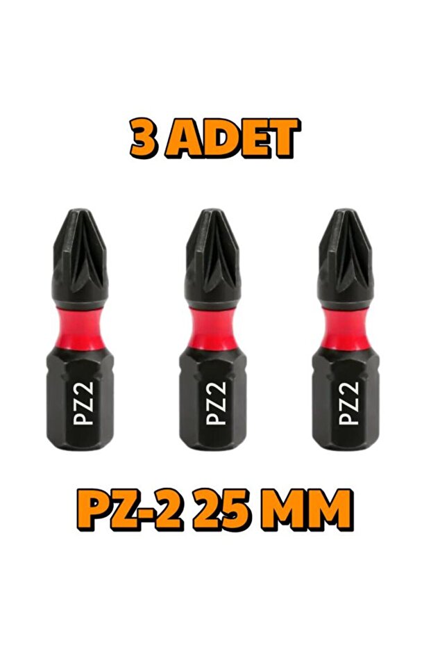 3 Adet PZ-2 25 mm Mıknatıslı S2 Çelik Bits Uç Matkap Ucu - 1