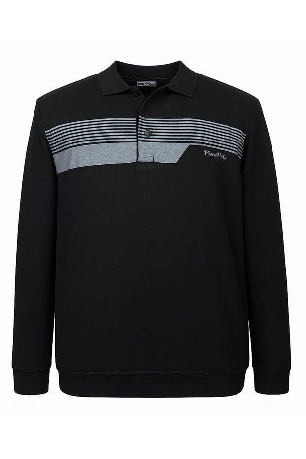 Printed Large Size Polo Neck Thessaloniki Sweatshirt (Wide Comfortable Fit)