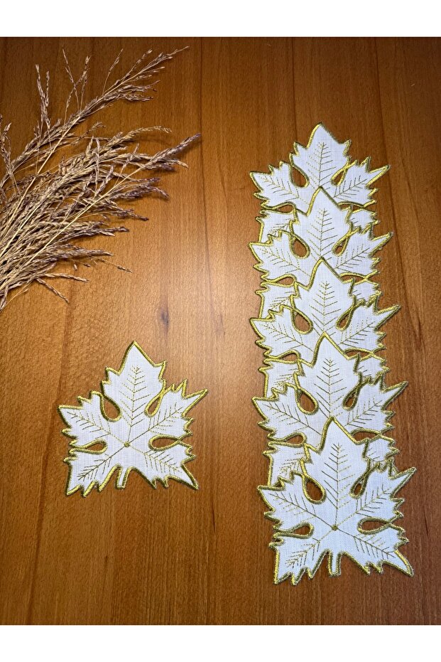 6 Pieces Gold Color Linen Plane Leaf Model Cocktail Presentation Napkins