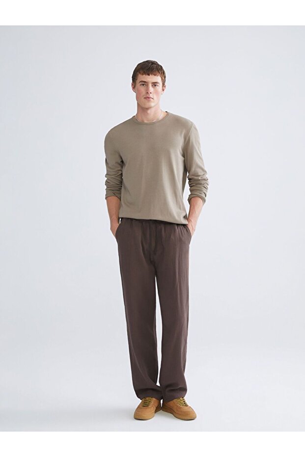 Xside Brown Comfortable Fit Men's Pants