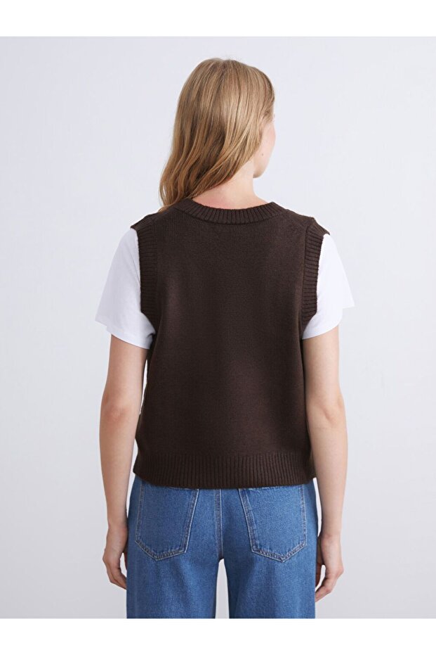 XSIDE V Yaka Kadın Triko Süveter - 4