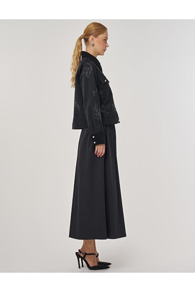 Jachetă brodată neagră - 6