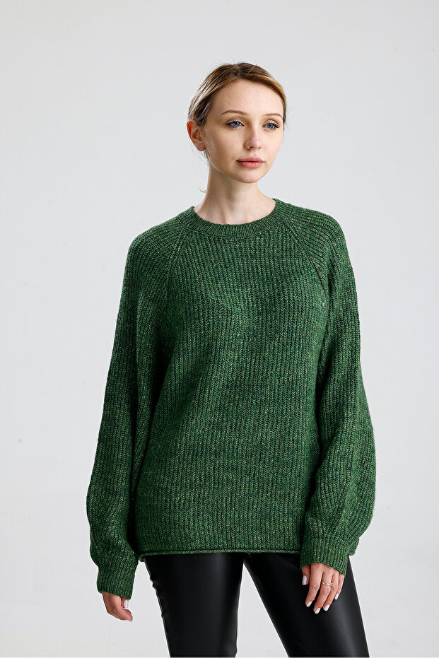 Pulover simplu cu mâneci raglan - 1