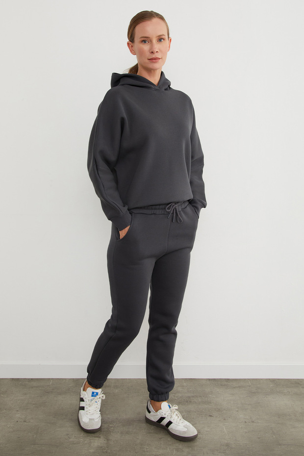 3 İplik Basic Kapüşonlu Jogger Eşofman Takımı - 2