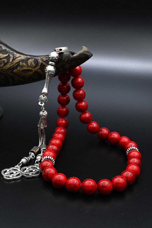 Natural Quartz Stone 33-Bead Rosary with Metal Tassel 10mm Sphere Cut 902237