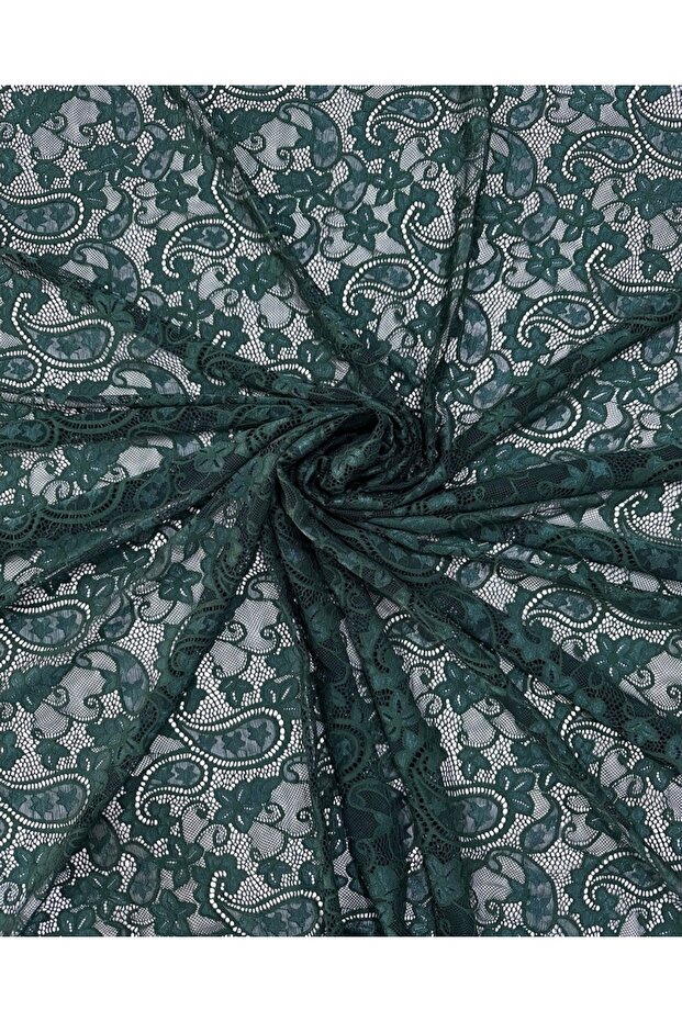 Emerald Green Lycra Lace Fabric (Width 150 cm) – for Dresses, Evening Gowns, Decoration