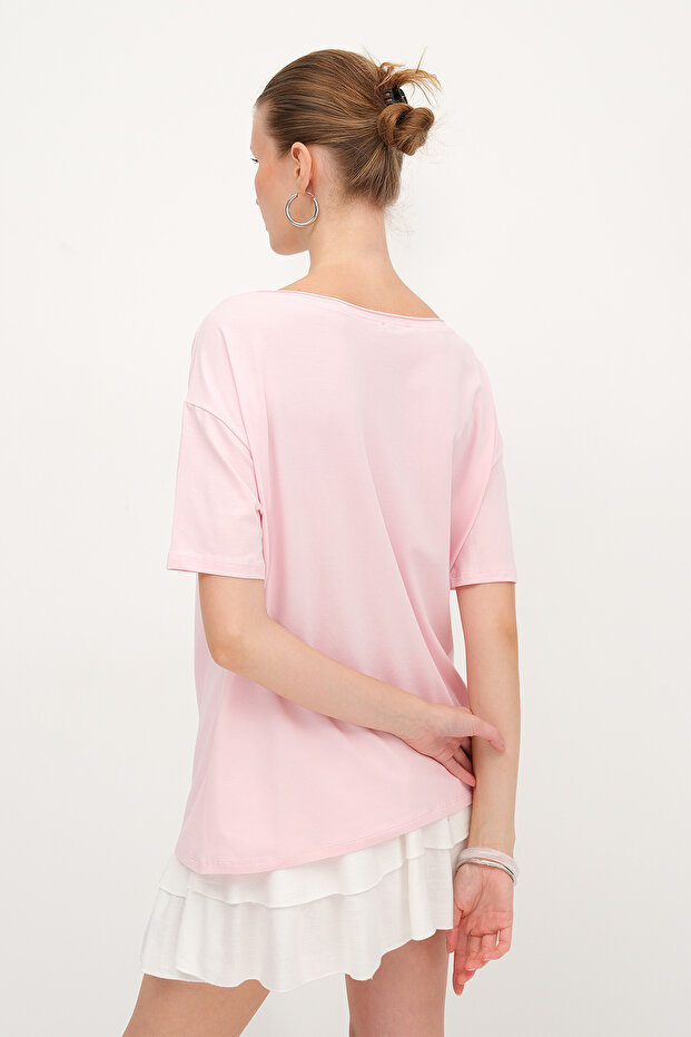 Kayık Yaka Basic T-shirt P1822 - 6