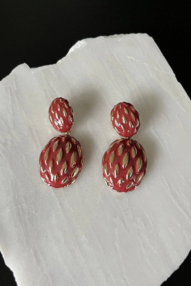 Oval Earrings with Dangle - 2