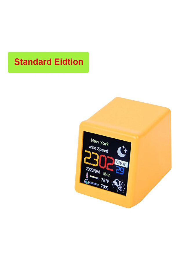Standard Ver Yellow Smart Weather Clock, WIFI Weather Station for Accurate Forecasts and Bitcoin Mon - 1
