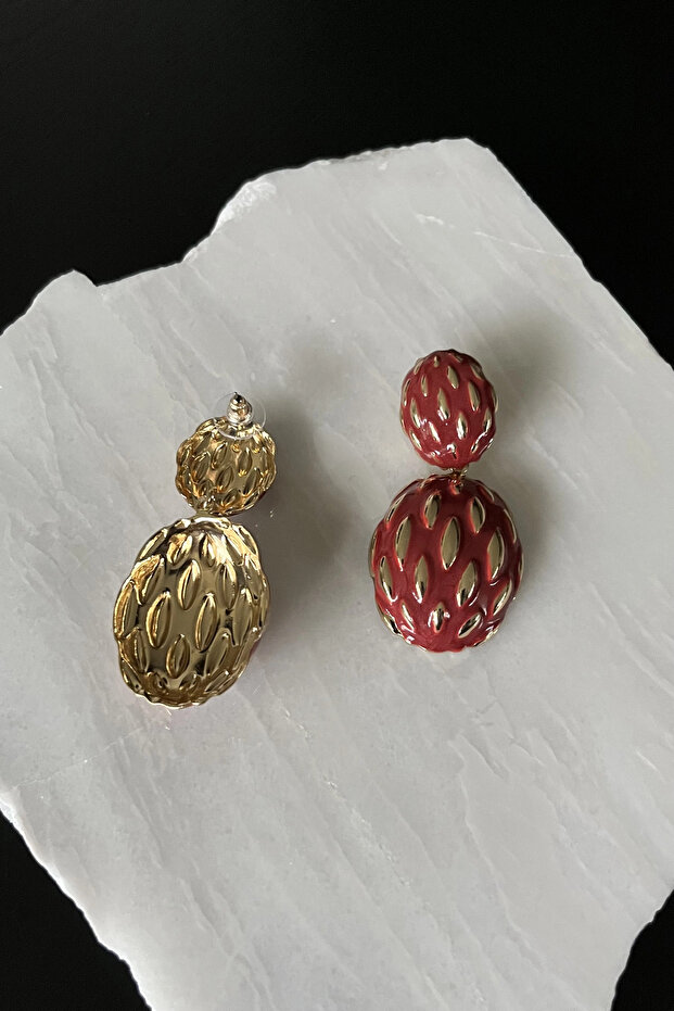 Oval Earrings with Dangle - 3