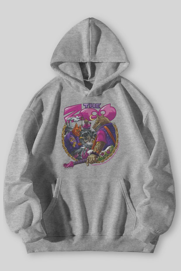 Animal Band Printed Unisex Black Kangaroo Pocket Hooded Sweatshirt Hoodie