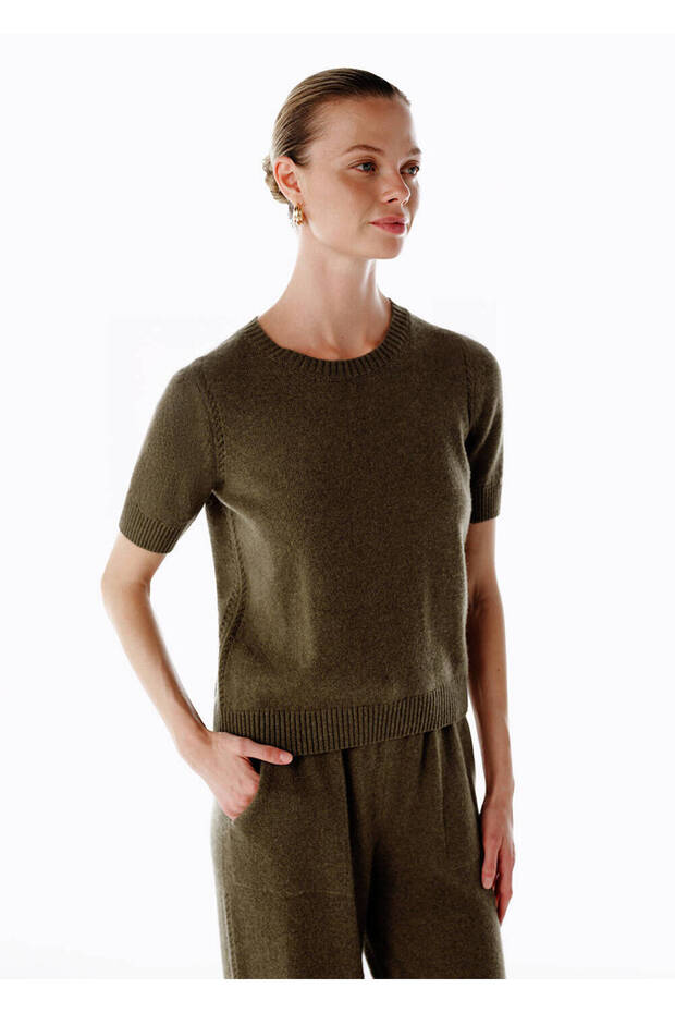 Haki Kaşmir Triko Üst - 4