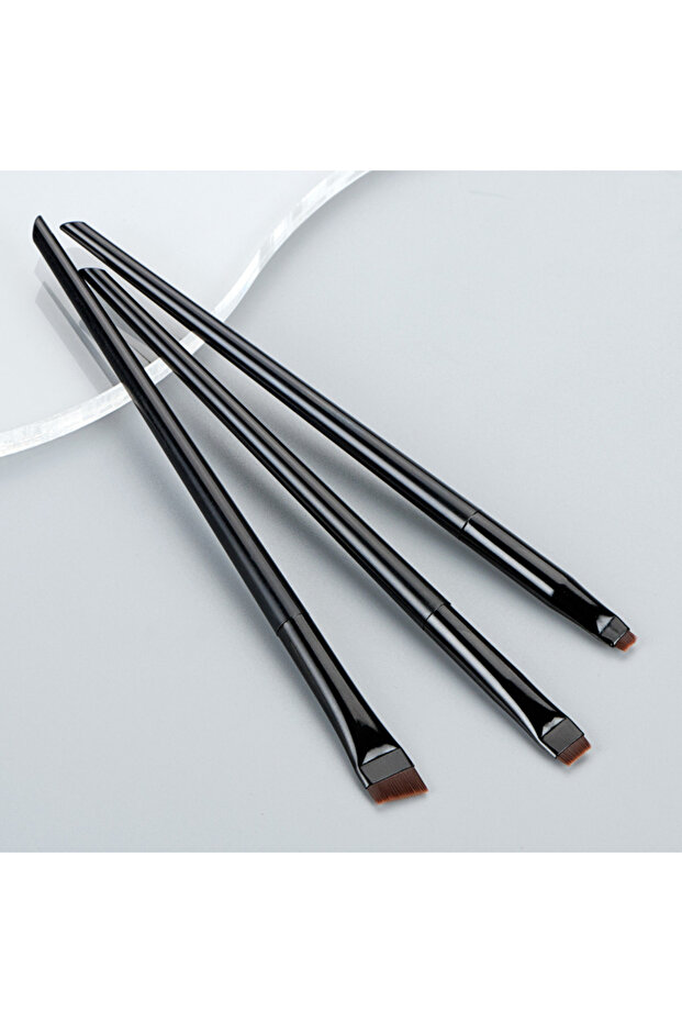 black Karsyngirl 3pcs/set Blade Eyeliner Brush Eyebrow Brush Portable Flat Fine Eye Liner Brow Conto
