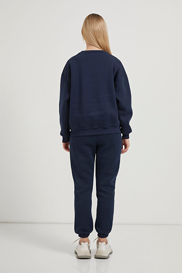 Kadın Basic Oversize Laci Bisiklet Yaka Sweatshirt - 5