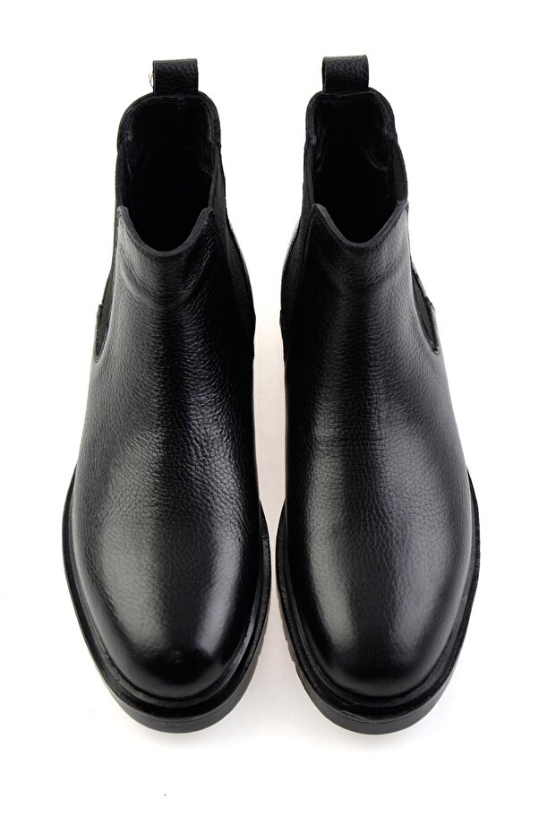Siyah Hakiki Deri Erkek Bot & Bootie E02593411640 - 4