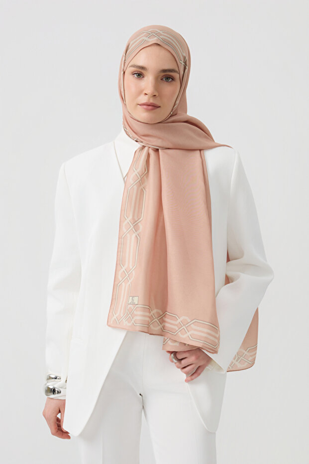 Cotton Twill Şal İnterlock Pudra - 1