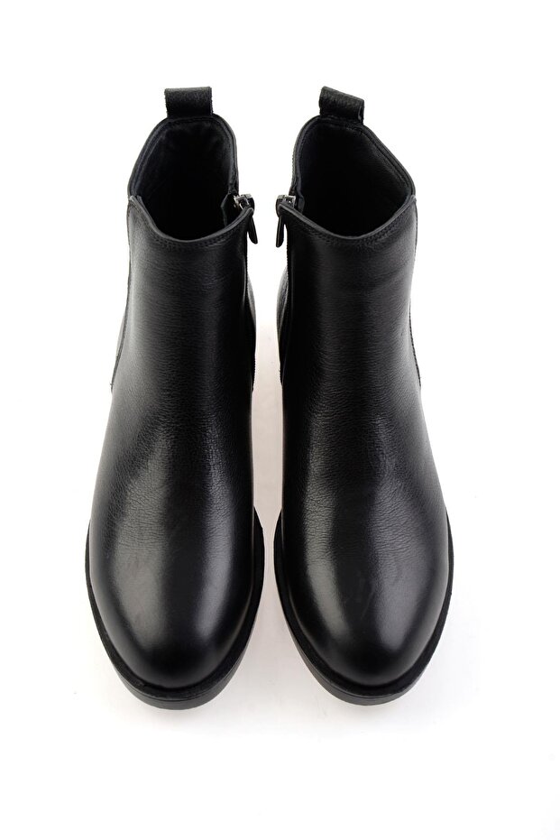 Siyah Hakiki Deri Kadın Bot & Bootie K02286011103 - 4
