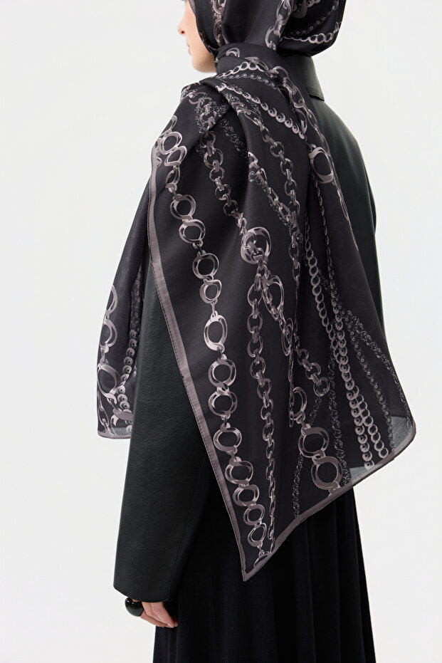 Cotton Twill Şal Loop Line Gri - 5