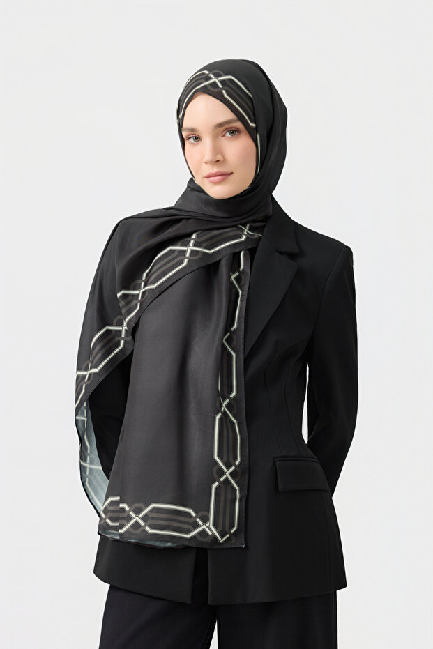 Cotton Twill Şal İnterlock Antrasit Gri - 1
