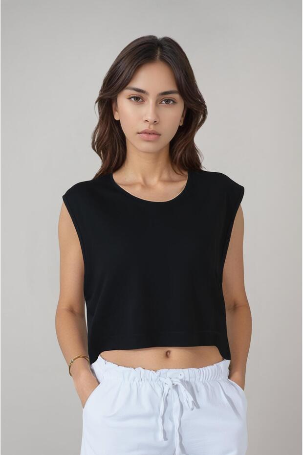 Women's Sports Black Crop Top