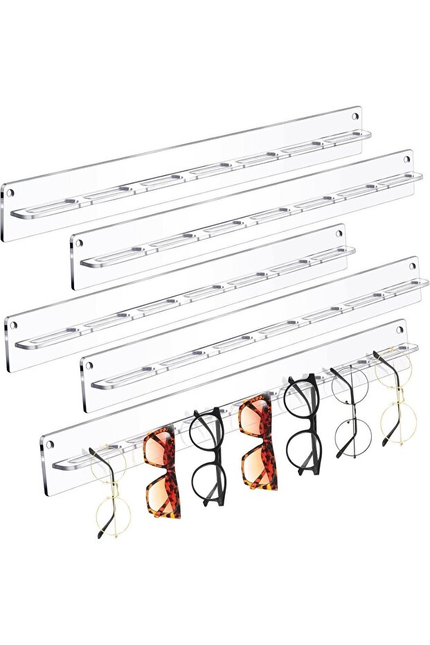 Sunglasses Organizer – 5pcs Clear Acrylic Wall-Mounted Rack for Eyewear Storage & Display