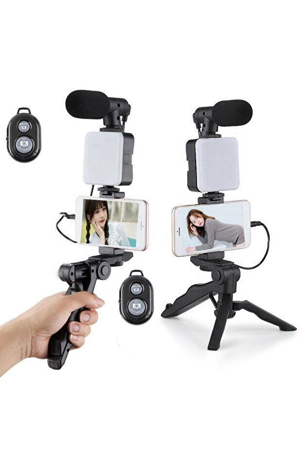 AY-49 Video-Making Kit Camera Phone Octopus Tripod Video Kit Led Light Microphone Tripod Hands Video