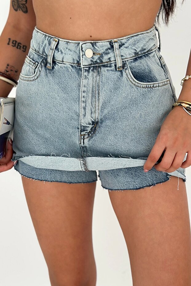 Mini Denim Şort Etek - 6