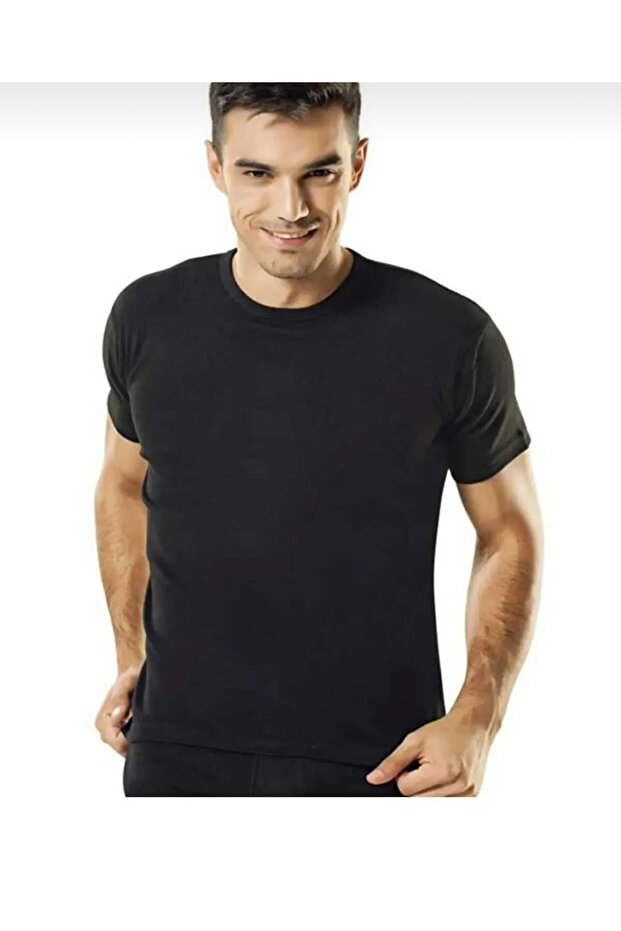 Ri̇bana Fabric Cotton Short Sleeve Zero Collar Men's Underwear 6 Pieces