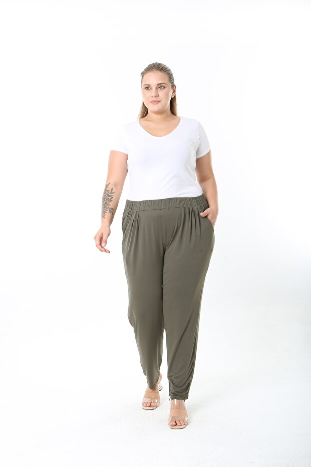 Lycra Viscose Pleated Plus Size Pants