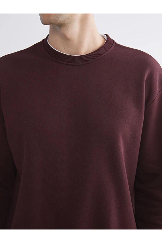 Bisiklet Yaka Uzun Kollu Erkek Kalın Sweatshirt (W5) - 2