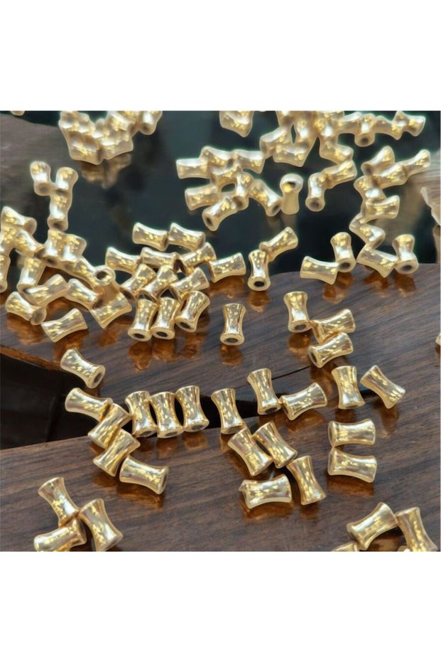 50 Pieces of Tube Cylinder Gold Color Non-Tarnishing Plating Intermediate Apparatus Jewelry Apparatus